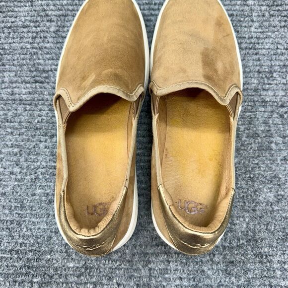 UGG Cas Suede Sneakers Shoes Womens 7.5 Tan Caramel Slip On Metallic 1019217 - Picture 6 of 11